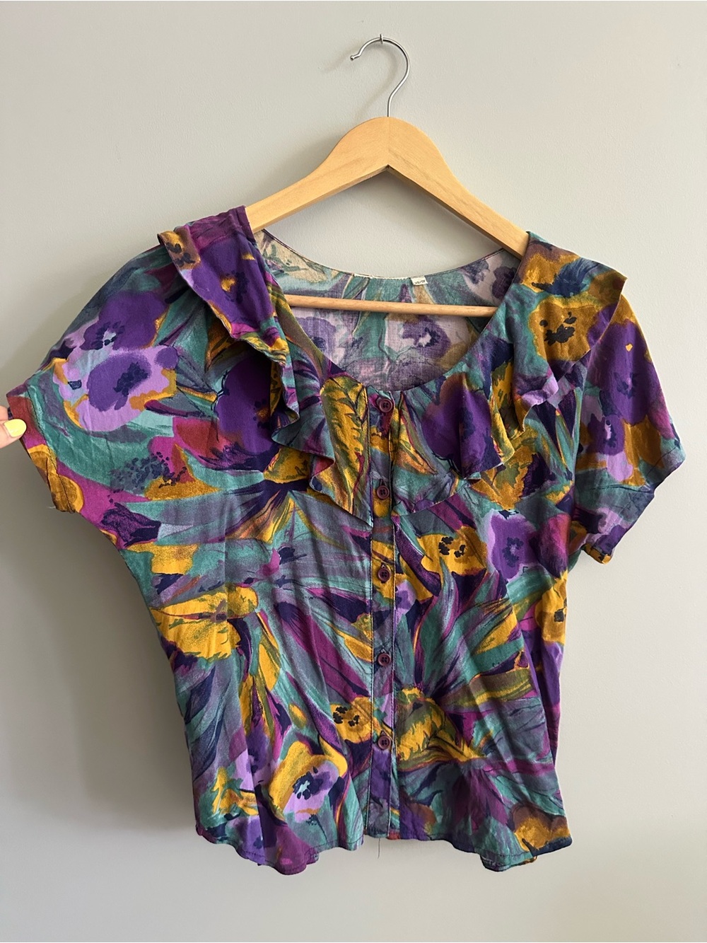 Fun & flattering Floral Ruffle Button-Front Women's Top